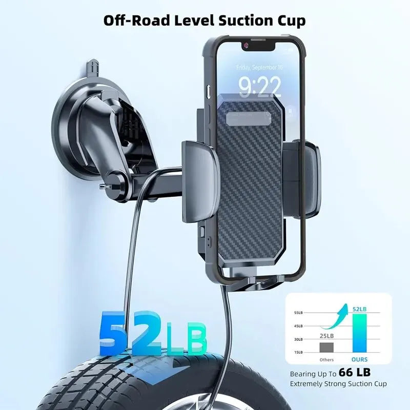 Upgraded Universal Car Phone Mount with Adjustable Arm and Strong Suction Cup for Secure Dashboard or Windshield Installation