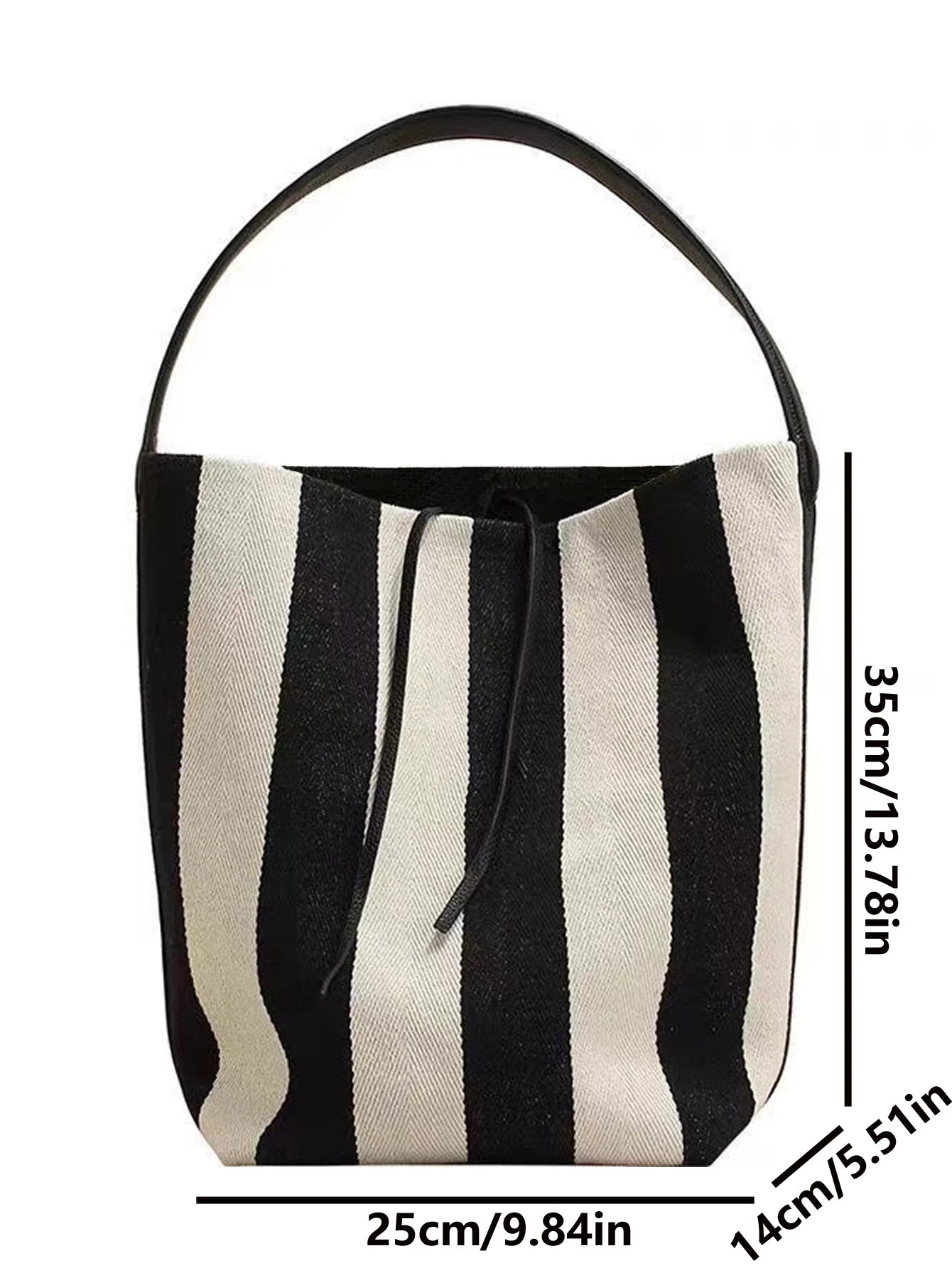 Stylish Striped Canvas Tote Bag for Women with Leather Handles and Spacious Interior