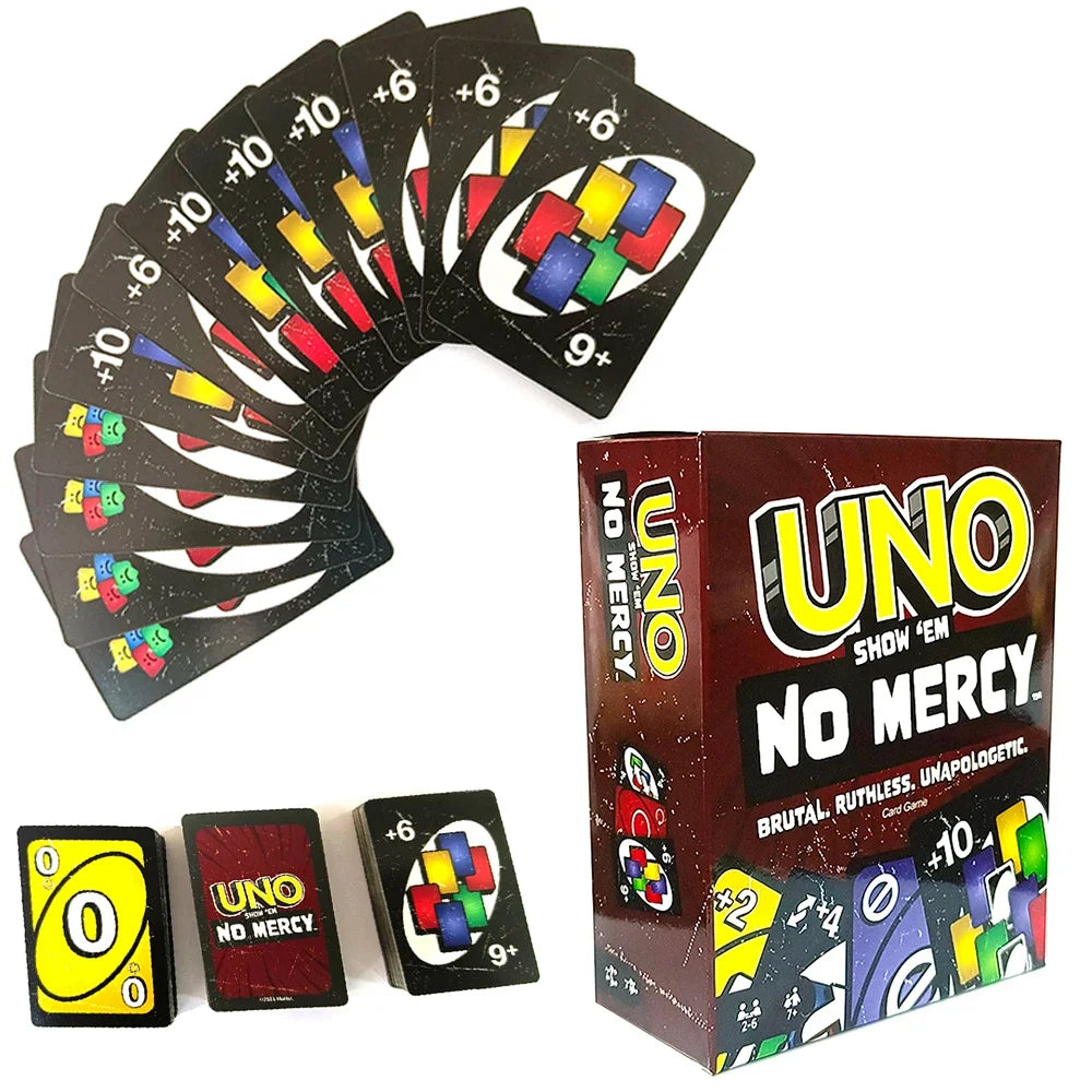 UNO Show 'Em No Mercy Edition Card Game with Ruthless and Unapologetic Gameplay for Competitive Fun