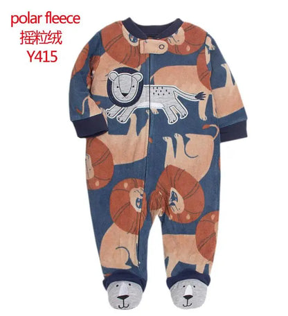 Adorable Animal-Themed Baby Footed Pajamas, Cozy Long-Sleeve Sleepers with Zipper Closure, Soft and Warm Infant Onesies, Various Cute Designs for Boys and Girls