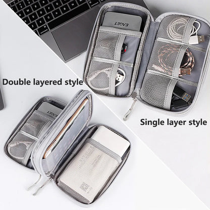 Portable Travel Electronics Organizer Case, Compact and Waterproof Cable Storage Bag, Multi-functional Accessory Pouch for Chargers, Earphones, and Gadgets