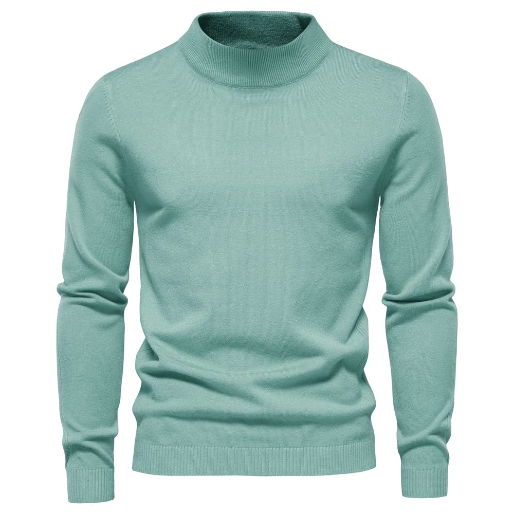 Men's Slim-Fit Turtleneck Sweater with Ribbed Detailing and Long Sleeves, Designed for Warmth and Style in a Comfortable Casual Fit