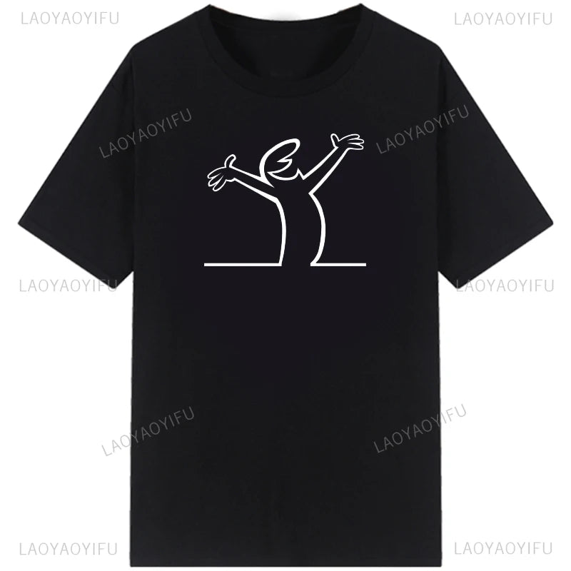 Men's Short Sleeve T-Shirt with Abstract Graphic Print and Minimalist Design for Casual and Streetwear Fashion