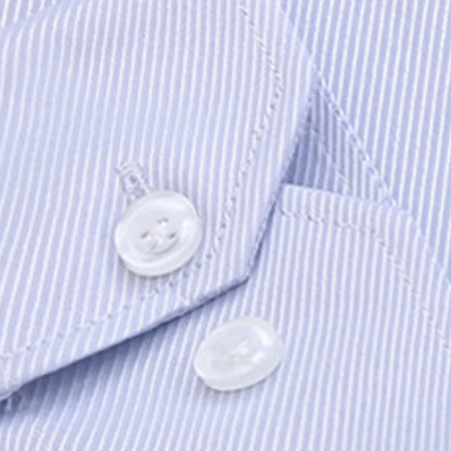 Men's Striped Dress Shirt with Long Sleeves, Button-Down Front, and Classic Collar for Formal and Business Wear