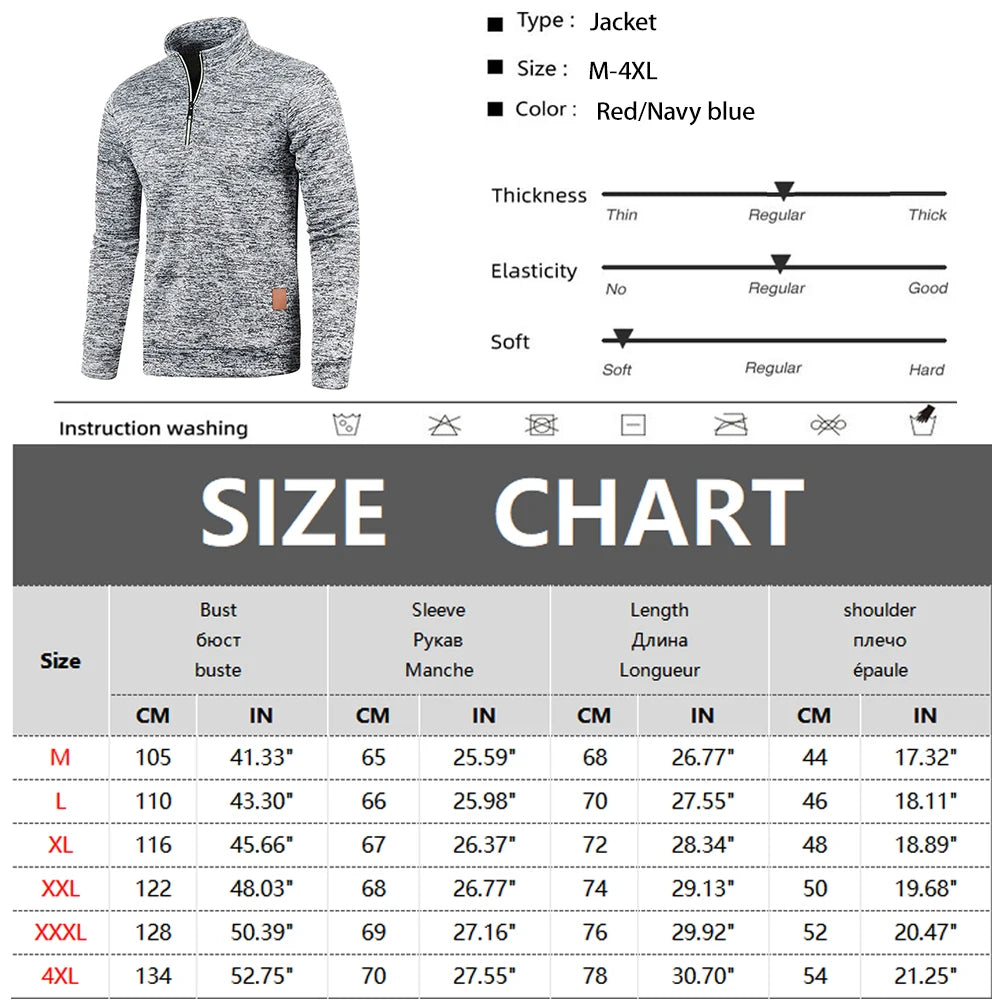 Men's Stylish Quarter-Zip Sweatshirt with Soft Fabric, Leather Patch, and Versatile Design