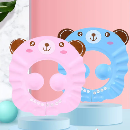 Adjustable Baby Shower Cap with Ear Protection and Fun Animal Design, Prevents Water and Shampoo from Getting into Eyes and Ears, Comfortable and Safe for Bath Time