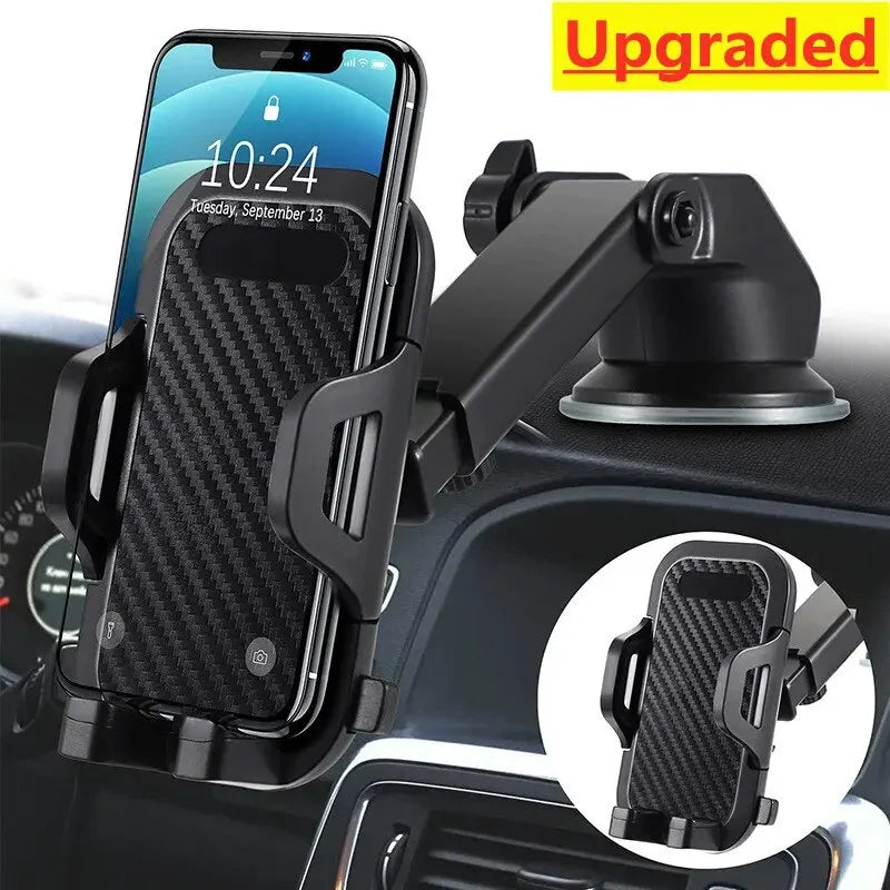 Upgraded Universal Car Phone Mount with Adjustable Arm and Strong Suction Cup for Secure Dashboard or Windshield Installation