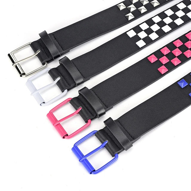 Personalised Rivets PU Leather Belt Men and Women Universal Multi-colour Optional Fashion Hip-hop Punk Belt lns Style