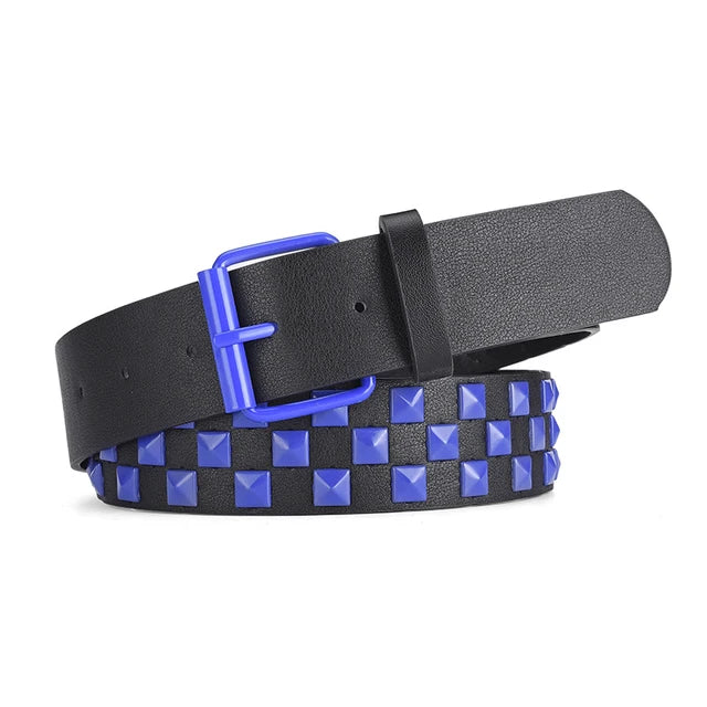 Personalised Rivets PU Leather Belt Men and Women Universal Multi-colour Optional Fashion Hip-hop Punk Belt lns Style