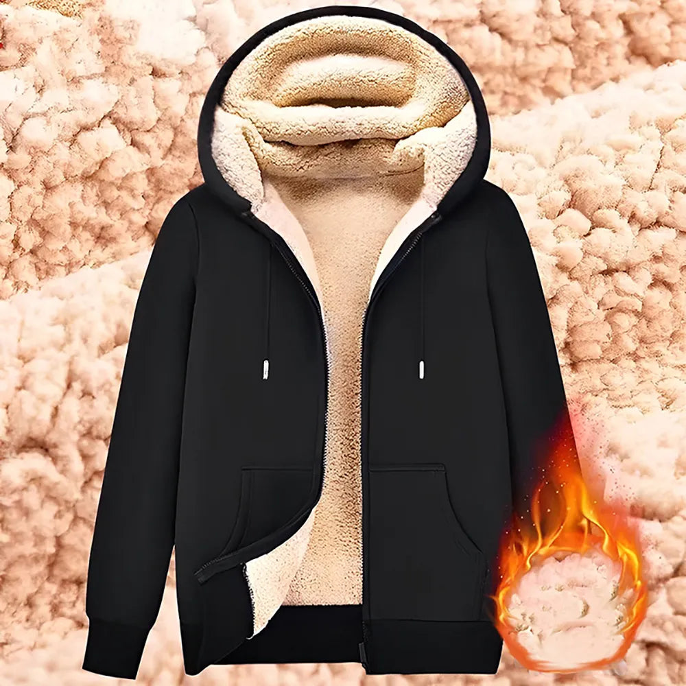 Sherpa Lined Full-Zip Hoodie with Thermal Insulation for Ultimate Warmth and Comfort