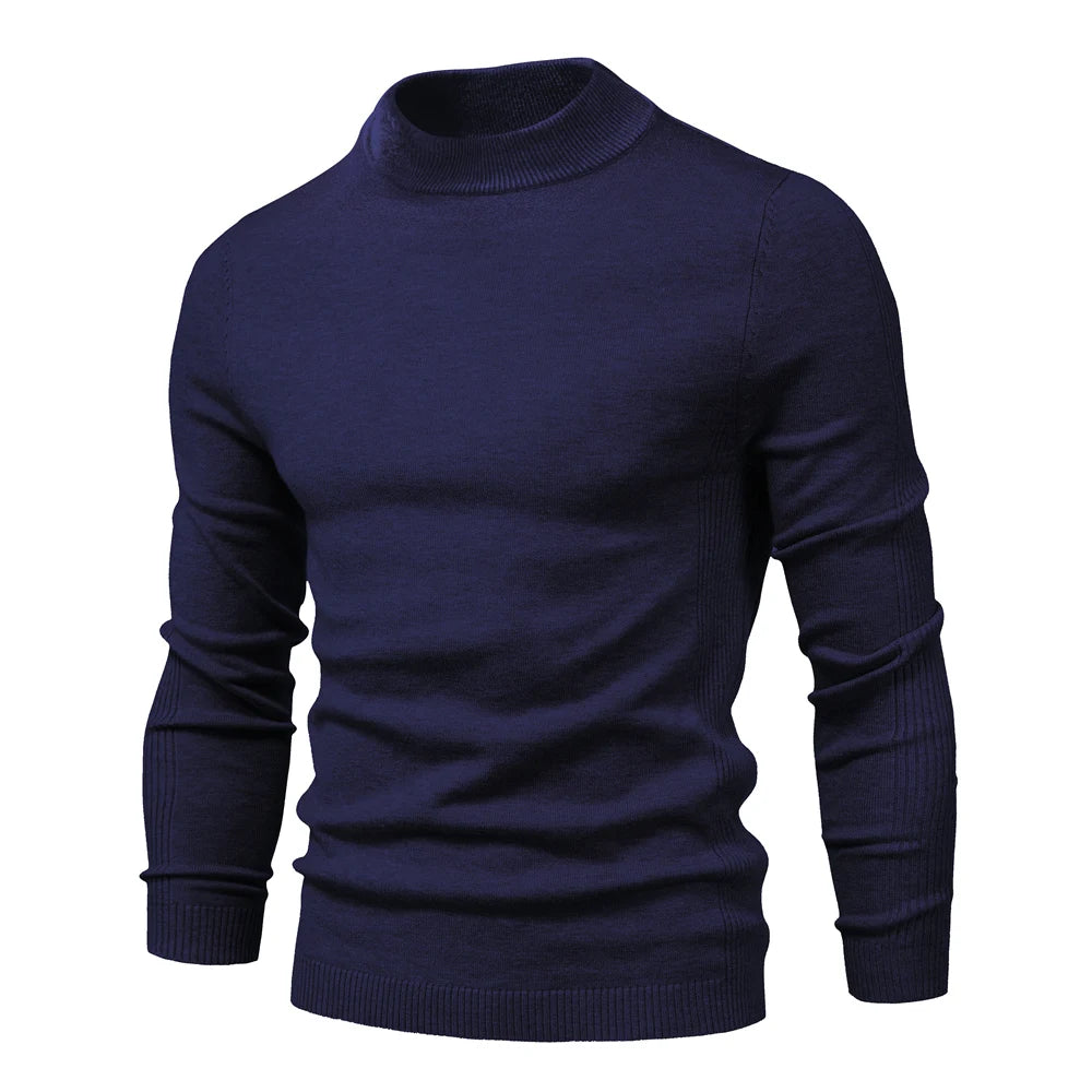 Men's Slim-Fit Turtleneck Sweater with Ribbed Detailing and Long Sleeves, Designed for Warmth and Style in a Comfortable Casual Fit