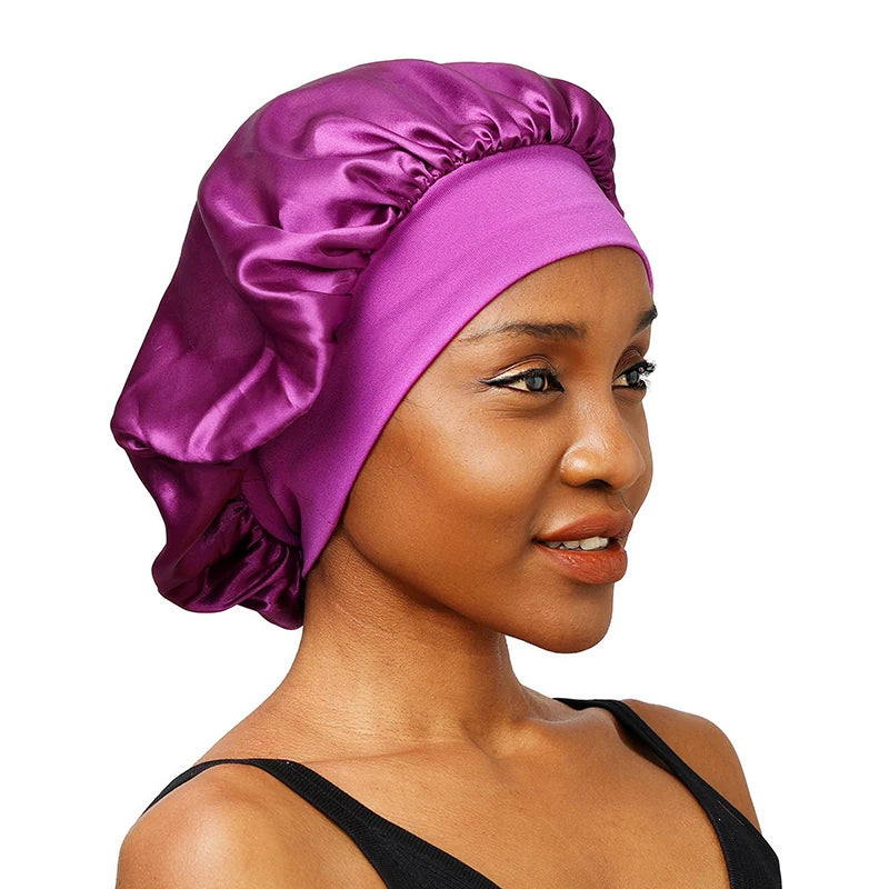 Satin Bonnet with Wide Elastic Band for Hair Protection and Comfortable Sleep