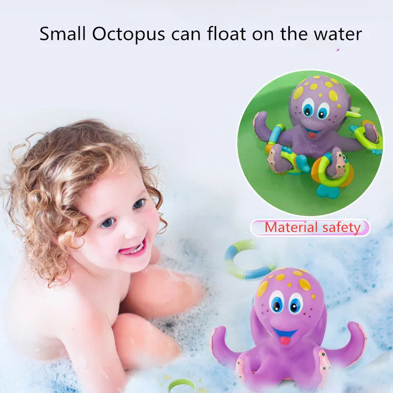 Octopus Bath Toy Set with Interactive Floating Rings, Fun Water Play for Toddlers, Educational and Entertaining Bathtime Activity, Ideal for Developing Motor Skills and Hand-Eye Coordination