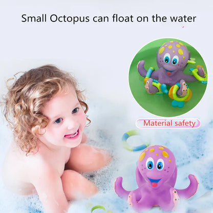 Octopus Bath Toy Set with Interactive Floating Rings, Fun Water Play for Toddlers, Educational and Entertaining Bathtime Activity, Ideal for Developing Motor Skills and Hand-Eye Coordination