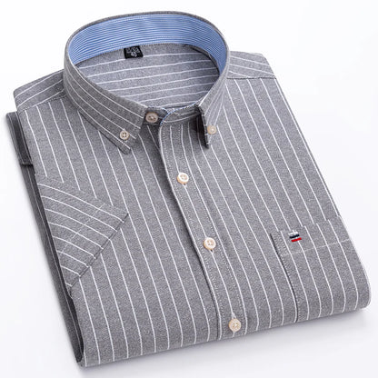 Classic Plaid Button-Down Men's Dress Shirts with Long Sleeves and Tailored Fit