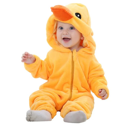 Adorable Animal Themed Fleece Onesies with Hood for Babies and Toddlers