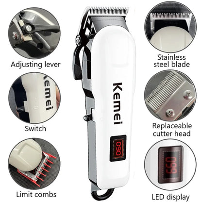 Professional Hair Clipper Kit with Adjustable Blades, Multiple Guide Combs, Scissors, and Cape for Precise Haircutting and Styling