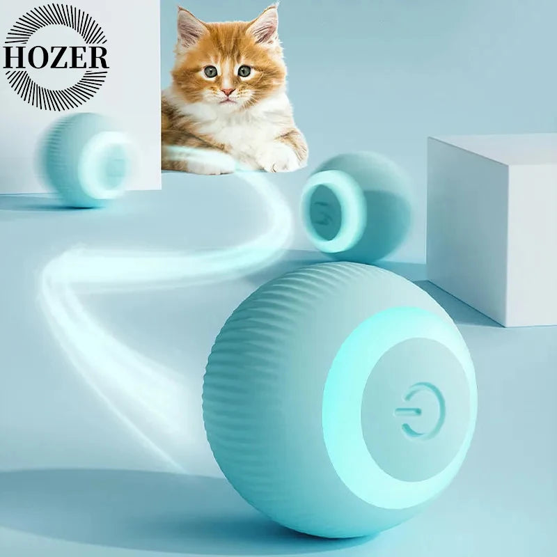 Interactive Rechargeable Rolling Ball Toy for Cats, Featuring LED Lights and Random Movement Patterns to Stimulate Play and Exercise