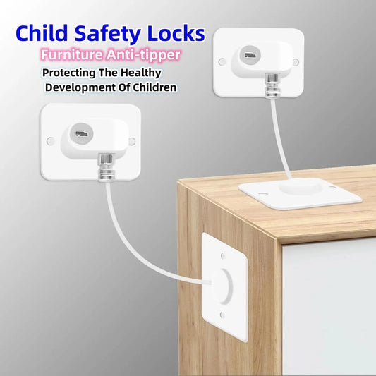 Child Safety Furniture Anti-Tip Straps with Adjustable Locks for Preventing Furniture from Tipping and Ensuring Child Safety