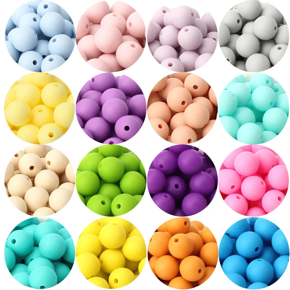 High-Quality 15mm Silicone Beads for Teething and Crafting - Safe and Durable for Babies and DIY Projects