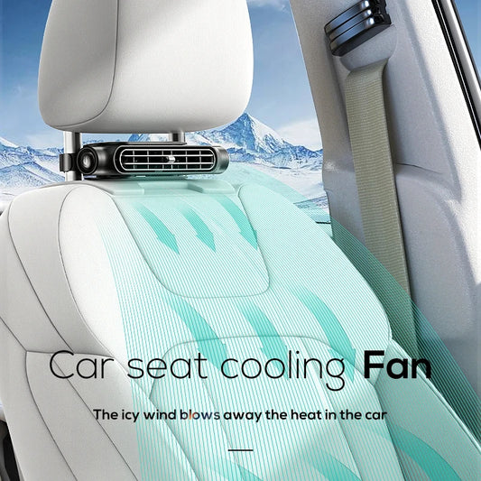 Adjustable Car Seat Cooling Fan with Powerful Airflow for Enhanced Comfort, Easy Installation on Headrest, and Efficient Heat Dissipation During Hot Weather