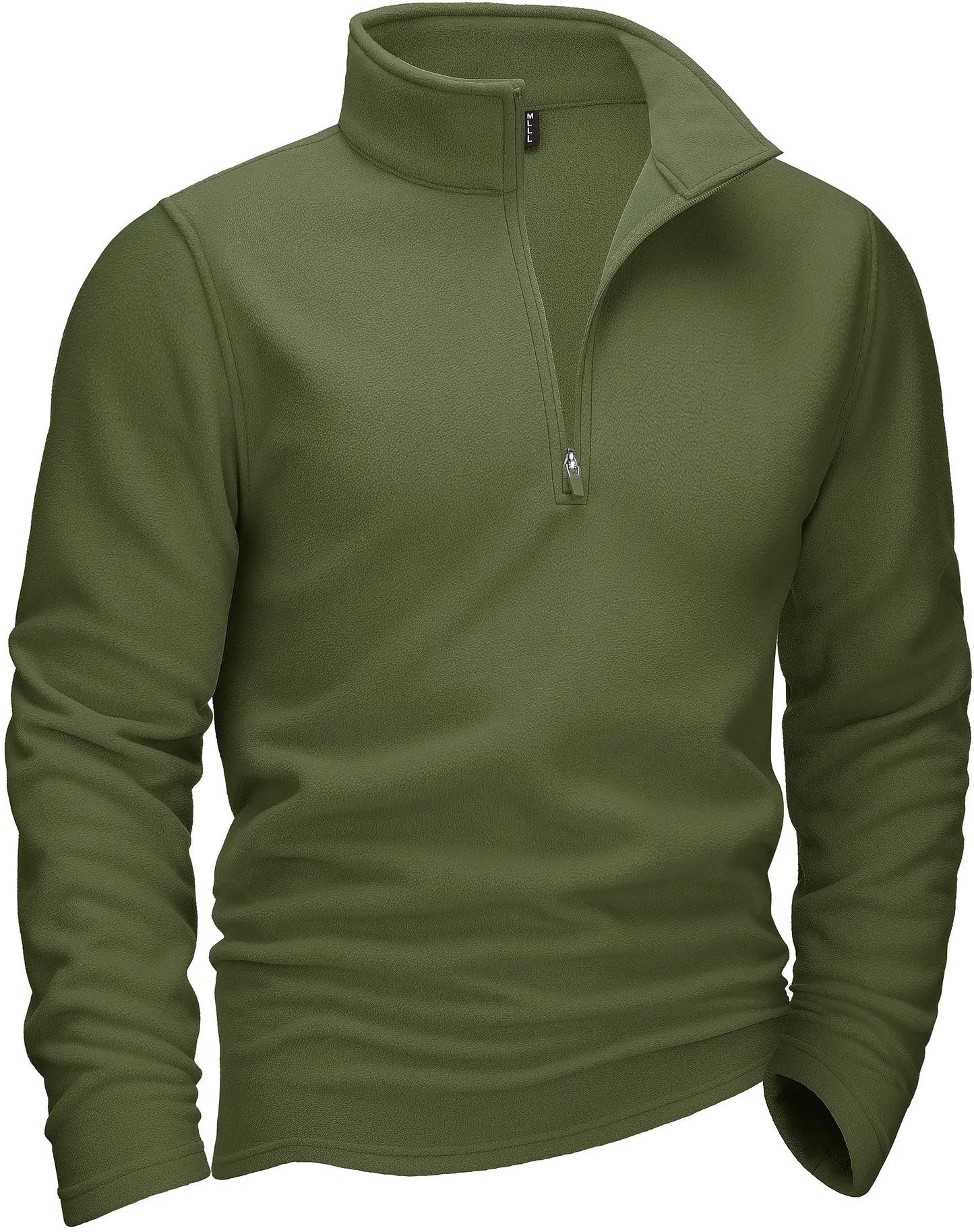 Men's Half-Zip Fleece Pullover with Stand Collar and Long Sleeves