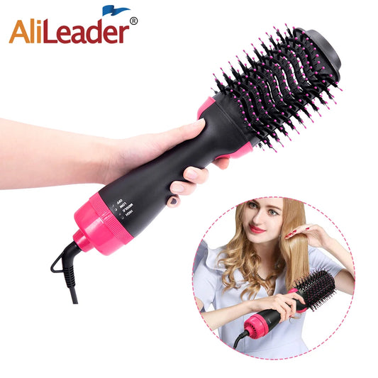 3-in-1 Hair Dryer Brush for Volumizing, Straightening, and Curling with Multi-Level Heat Settings and Ergonomic Handle for Easy Styling