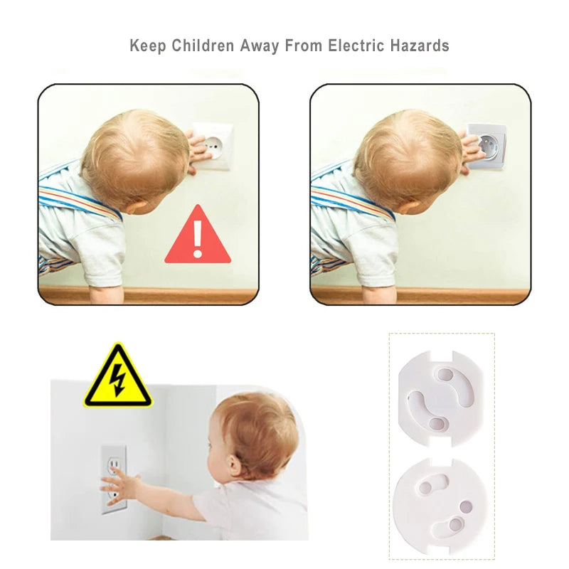 Childproof Outlet Covers with Safety Lock Mechanism for Electrical Sockets, 6-Pack, Easy Installation with Adhesive Backing, Ideal for Baby Proofing Your Home.