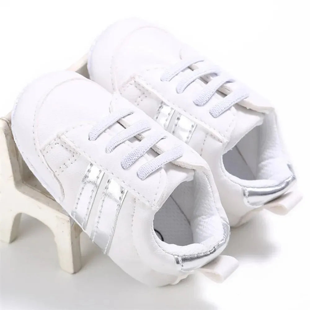 Stylish Baby Sneakers with Reflective Stripes and Easy Lace-Up Closure for Comfortable All-Day Wear