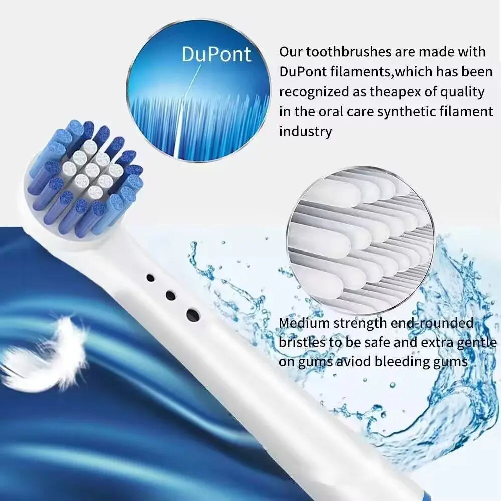 Pack of 16 Replacement Electric Toothbrush Heads with Soft Bristles and Precision Cleaning for Oral Hygiene