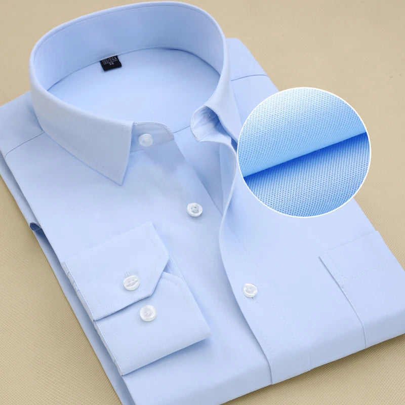 Men's Striped Dress Shirt with Long Sleeves, Button-Down Front, and Classic Collar for Formal and Business Wear