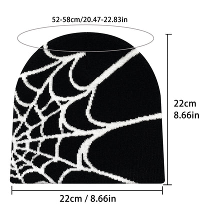 Spider-Web Patterned Knit Beanie, Soft and Stretchy Winter Hat for Unisex Casual Wear, Available in Multiple Color Options