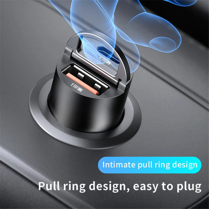 200W Dual USB Car Charger with Fast Charging Technology, Compact Design, and Universal Compatibility for Smartphones and Tablets