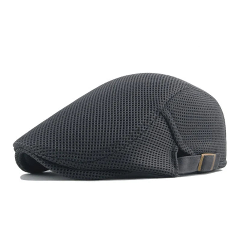 Breathable Mesh Flat Cap with Adjustable Strap for Lightweight and Stylish Outdoor Wear