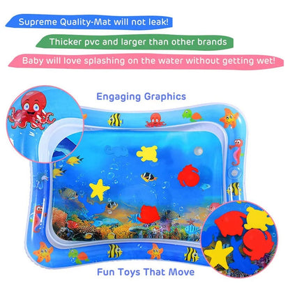 Inflatable Baby Water Play Mat with Sea Animal Design for Sensory and Tummy Time Activities