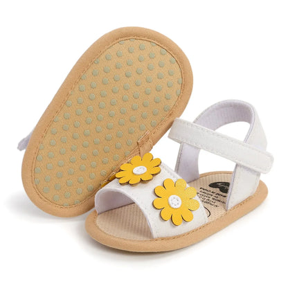 Adorable Baby Girl Sandals with Floral Accents and Adjustable Straps for Summer Wear