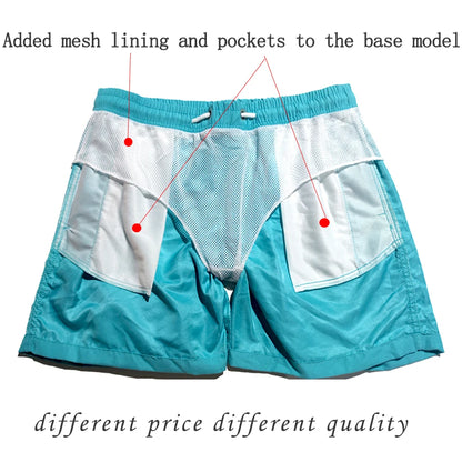 Men's Quick-Dry Swim Shorts with Elastic Waistband and Drawstring Closure