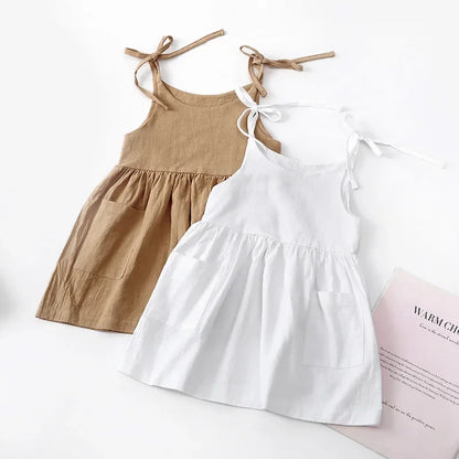 Adorable Sleeveless Toddler Dresses with Bow Straps – Lightweight and Breathable for Summer Outings