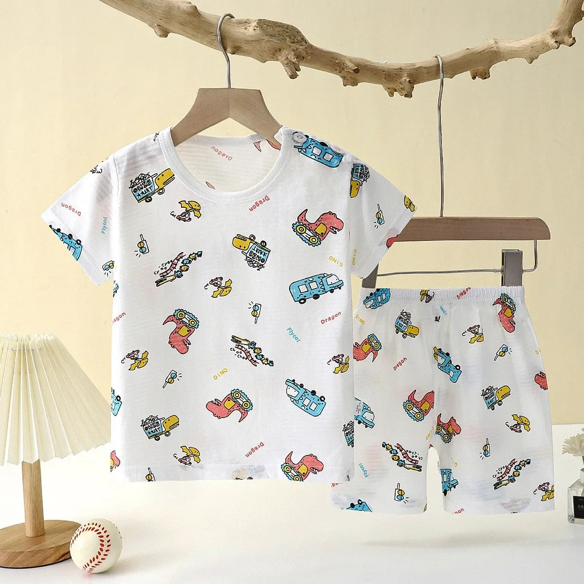 Adorable Toddler Summer Pajama Sets Featuring Playful Cartoon Prints and Short-Sleeve Tops with Matching Shorts