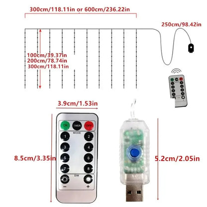 USB-Powered Curtain String Lights with Remote Control, Featuring Multiple Lighting Modes and Adjustable Brightness for Creating a Cozy and Decorative Atmosphere in Any Space