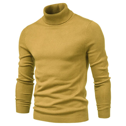 Men's Slim-Fit Turtleneck Sweater with Ribbed Detailing and Long Sleeves, Designed for Warmth and Style in a Comfortable Casual Fit