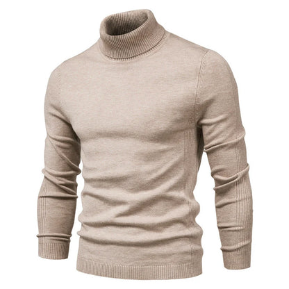 Men's Slim-Fit Turtleneck Sweater with Ribbed Detailing and Long Sleeves, Designed for Warmth and Style in a Comfortable Casual Fit