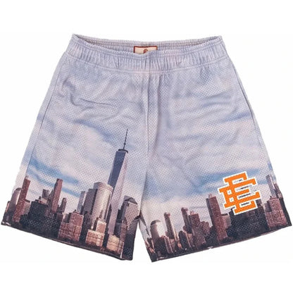 Men's Printed Sports Shorts with Elastic Waist and Drawstring Closure for Comfortable Daily Wear