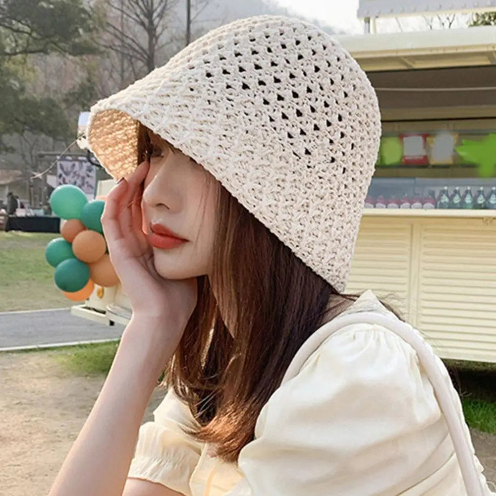 Handwoven Straw Bucket Hat with Breathable Design for Chic Summer Style and Sun Protection