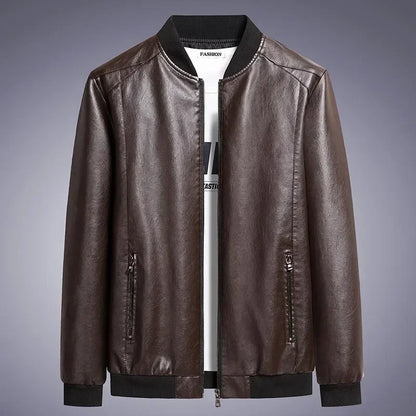 Men's Fall Leather Jacket - Korean Fashion Sheepskin Coat, Trendy Slim Fit, Casual Baseball Style Outerwear