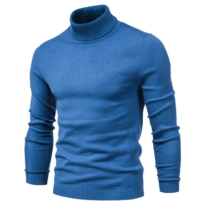 Men's Slim-Fit Turtleneck Sweater with Ribbed Detailing and Long Sleeves, Designed for Warmth and Style in a Comfortable Casual Fit