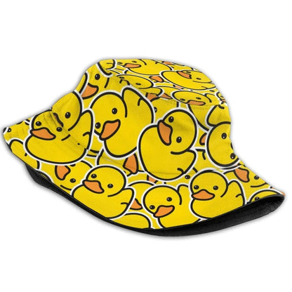 Playful Kids Bucket Hat with Adorable Duck Print and Wide Brim for Sun Protection