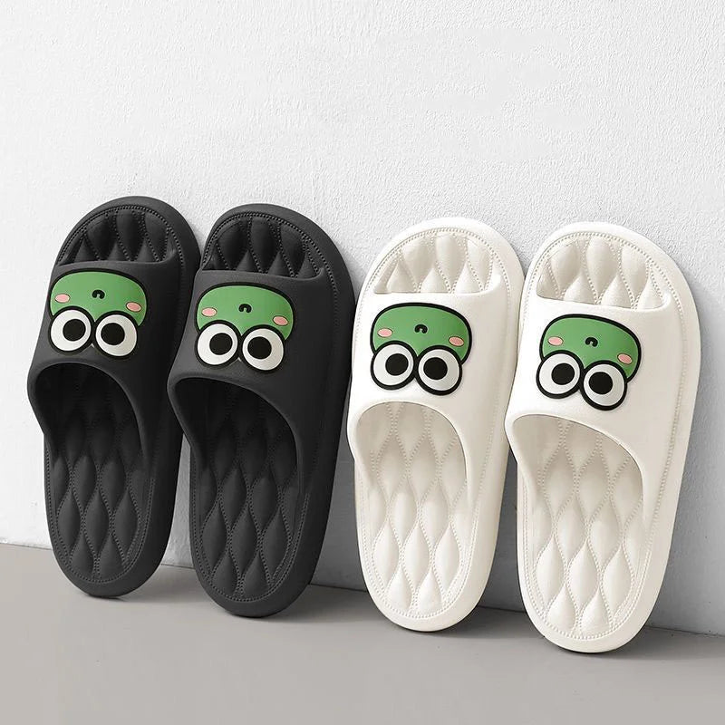 Cartoon Frog-Themed Kids' Slip-On Slippers with Cushioned Soles and Anti-Slip Design, Perfect for Indoor and Outdoor Use.