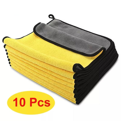 10-Pack Ultra-Absorbent Microfiber Cleaning Cloths, Double-Sided Design, Ideal for Car Detailing, Home Cleaning, and Dusting