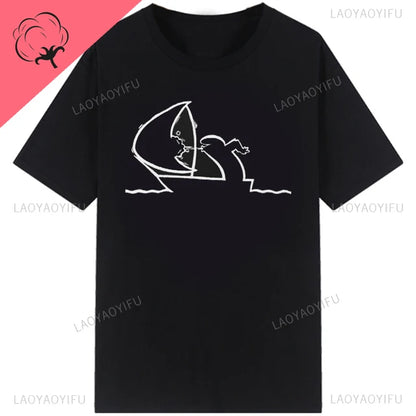 Men's Short Sleeve T-Shirt with Abstract Graphic Print and Minimalist Design for Casual and Streetwear Fashion